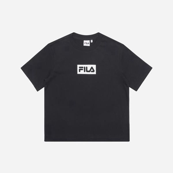 Camisetas Manga Corta Fila Mujer Negras - Crop S/S - España 586472VKZ